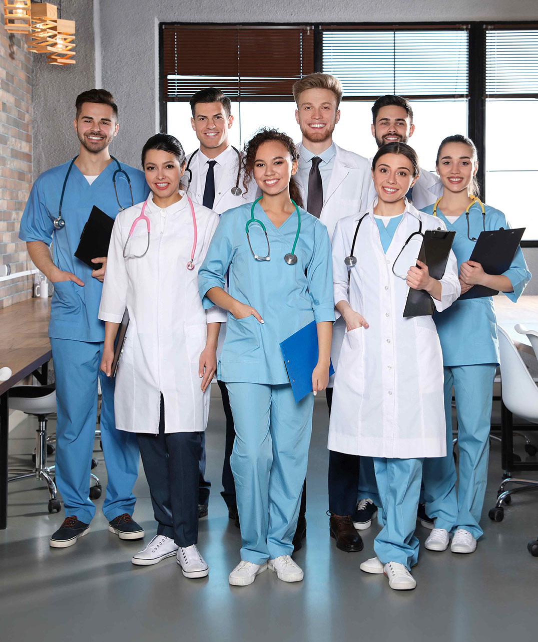 Nurses and doctors smiling